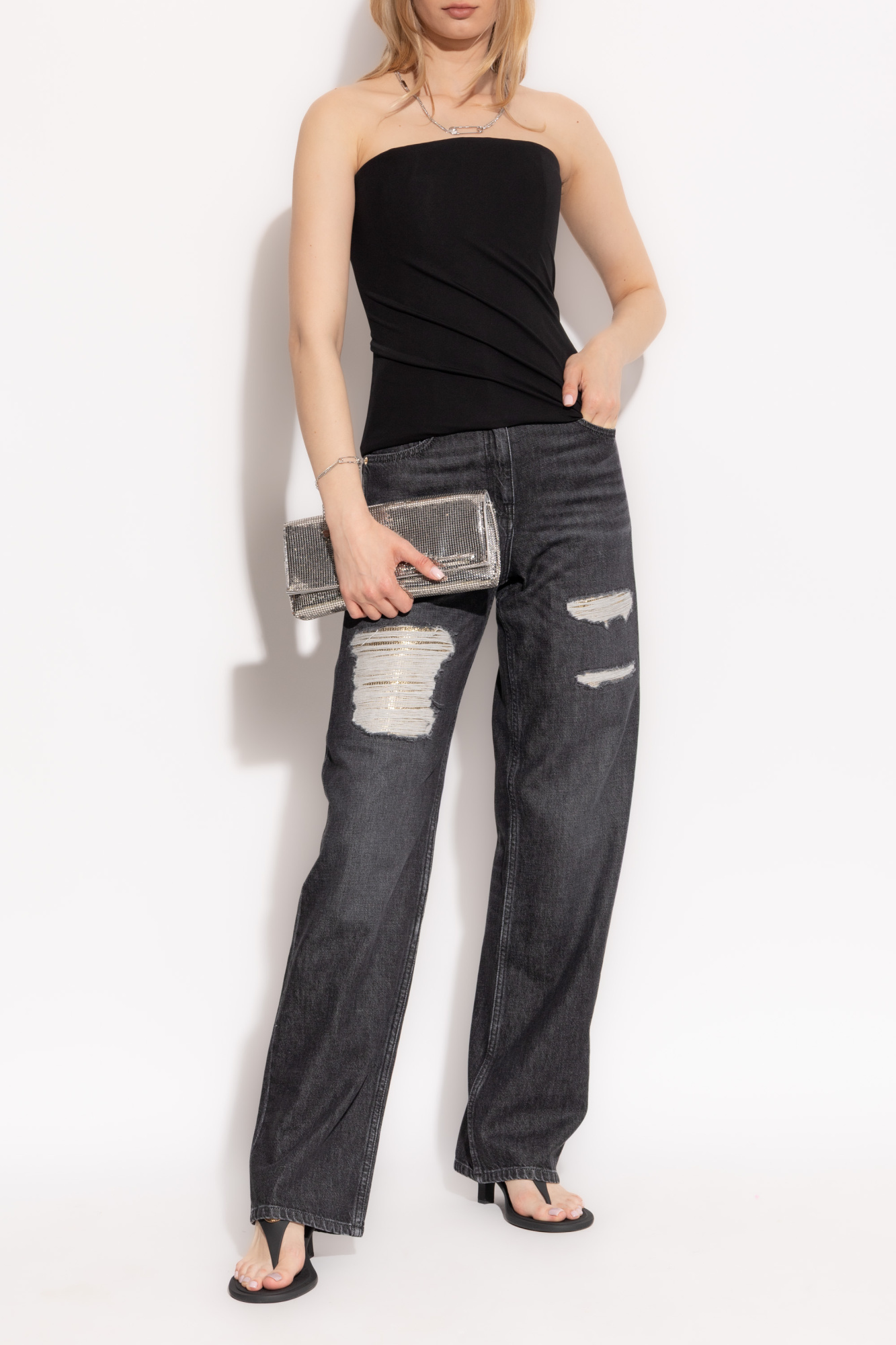 Top With Bare Shoulders, Women's, Black