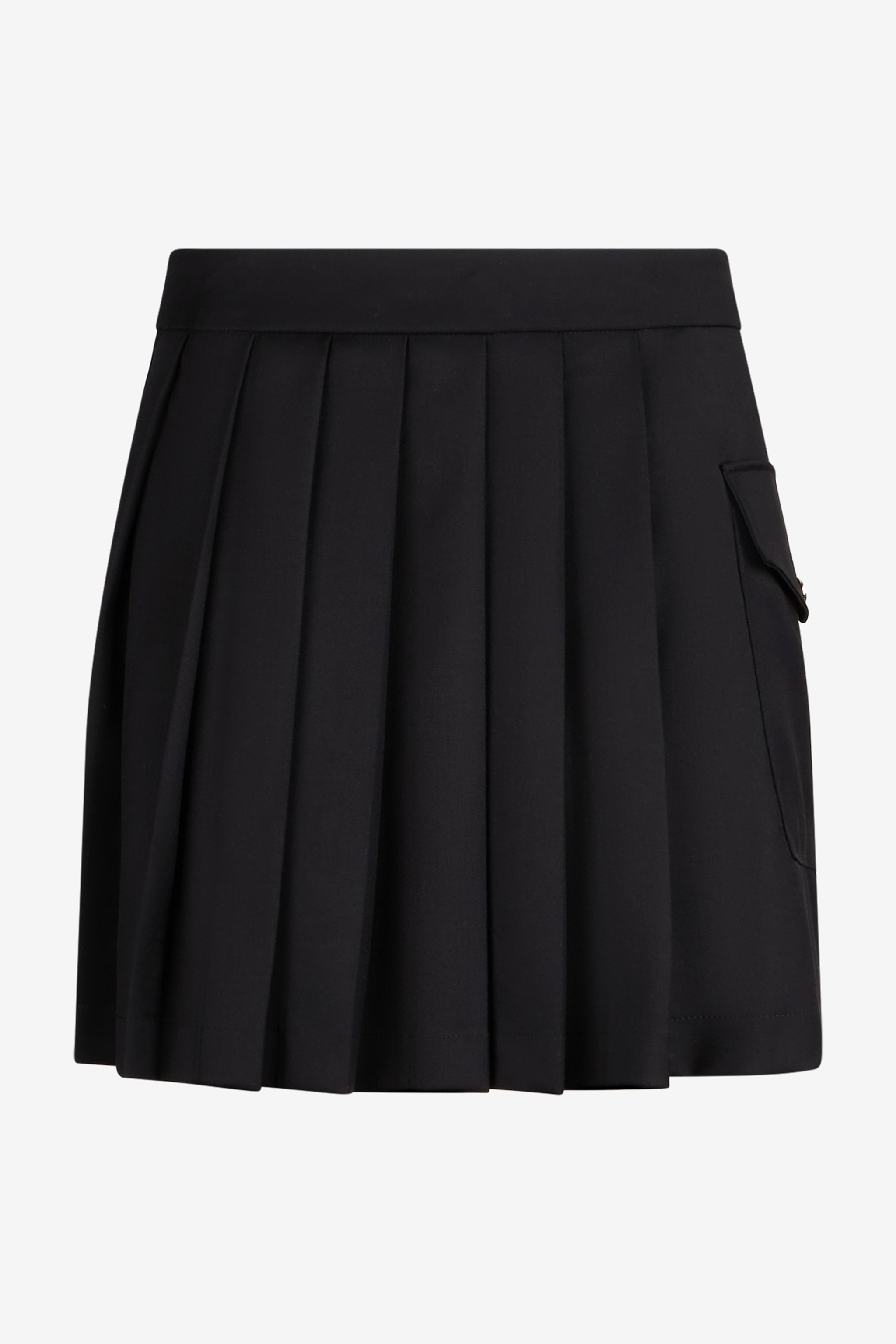 Black Pleated Mini Skirt With Pocket