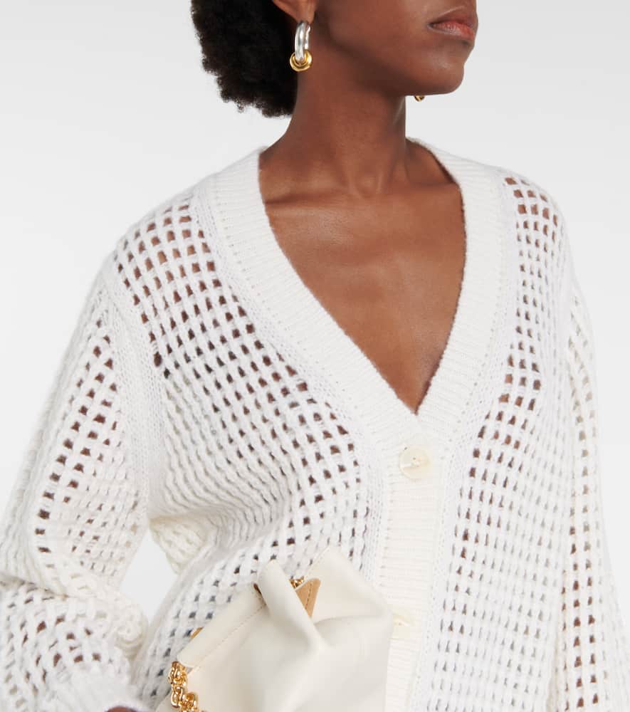 Pointelle wool and cashmere cardigan