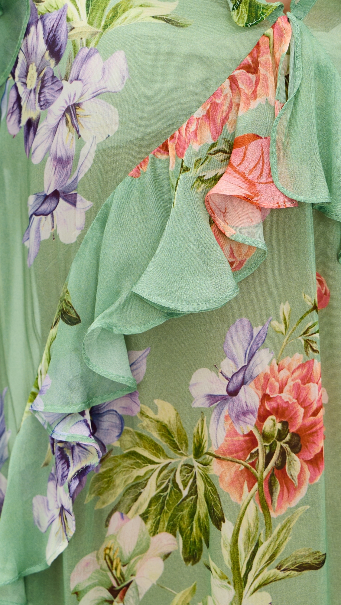 Long Ruffle Caftan Green