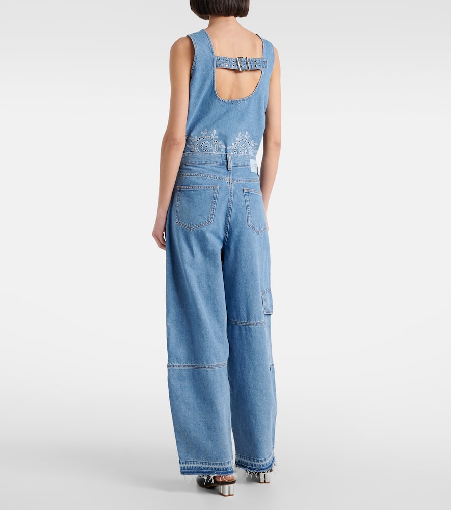 Broderie anglaise barrel-leg jeans