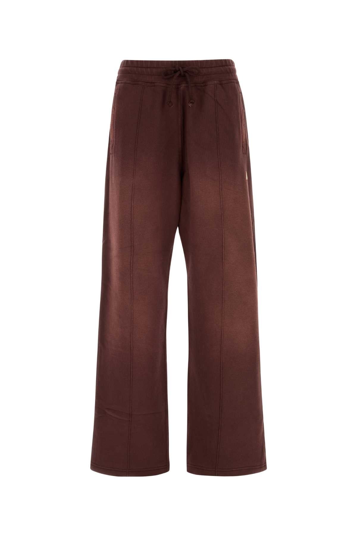 Wide Cotton Joggers — Burgundy
