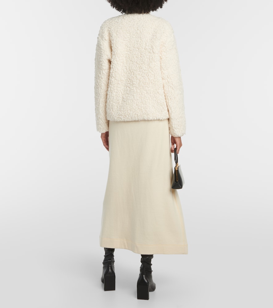 Faux fur-trimmed cotton jacket