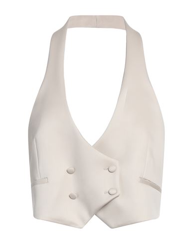 Jacob Lee Woman Tailored Vest Taupe Size 4 Virgin Wool, Polyamide, Elastane