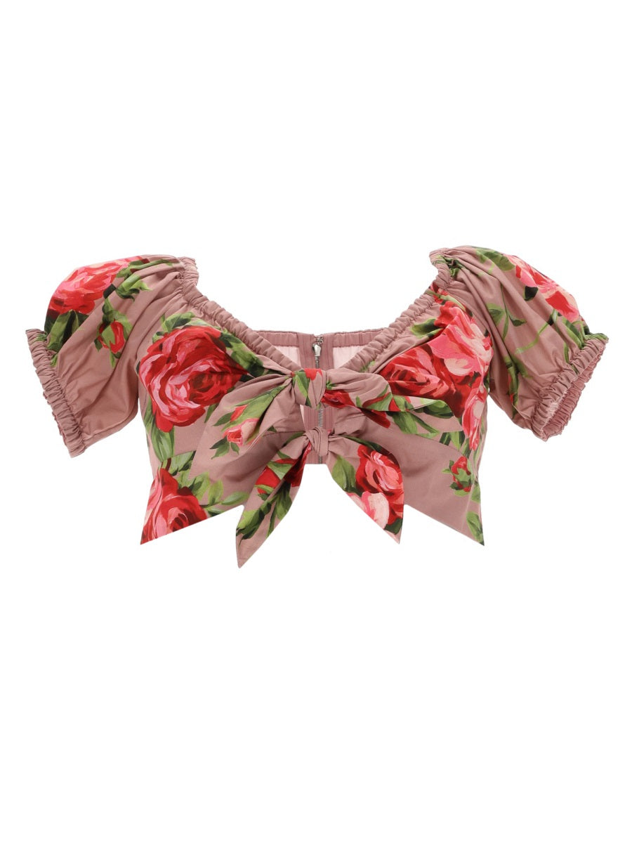 Rose Bouquet-print Cotton Top