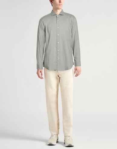 Man Shirt Military green Size 17 ½ Cotton, Elastane