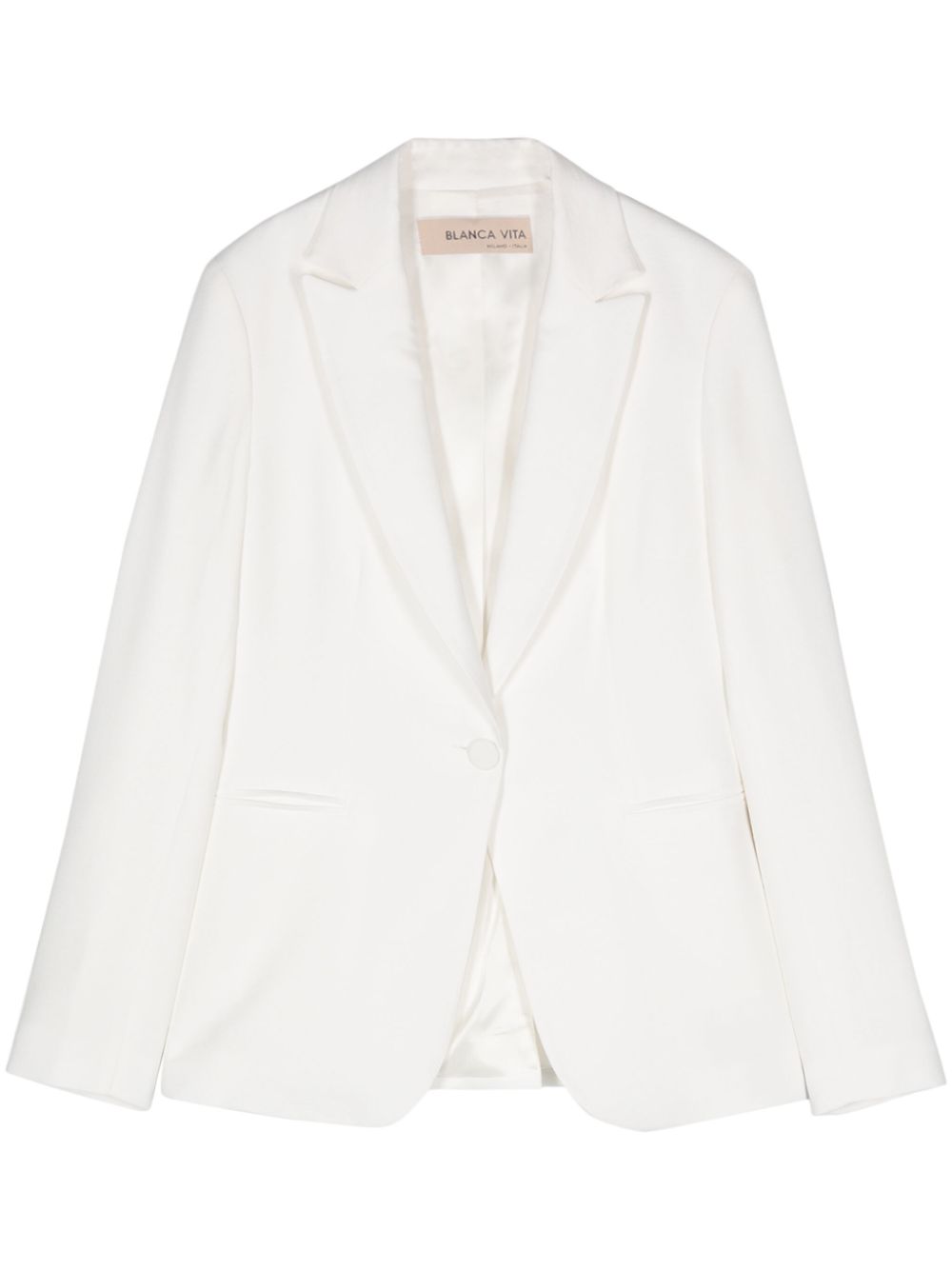 Single-breasted twill blazer - White