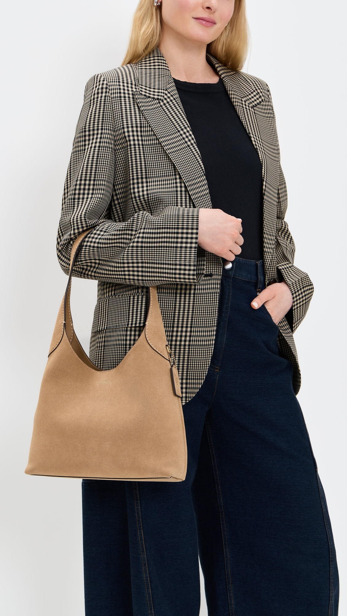 Suede Brooklyn Shoulder Bag 28 B4/Sand One Size