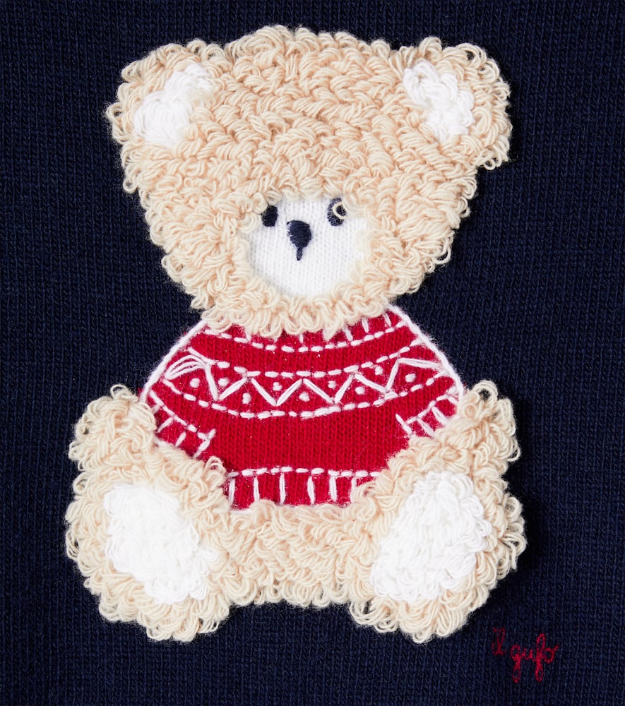 Patch-appliqué virgin wool sweater