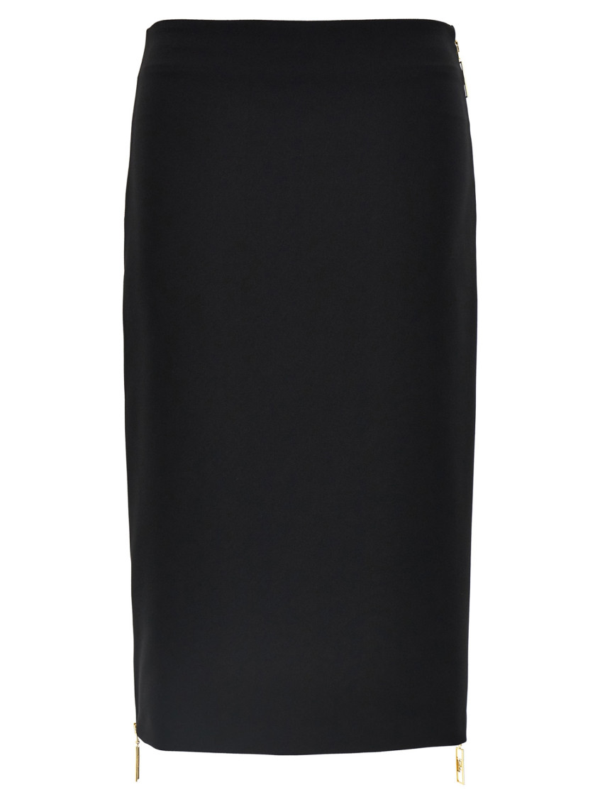 -Zip Skirt Gonne Nero-Donna