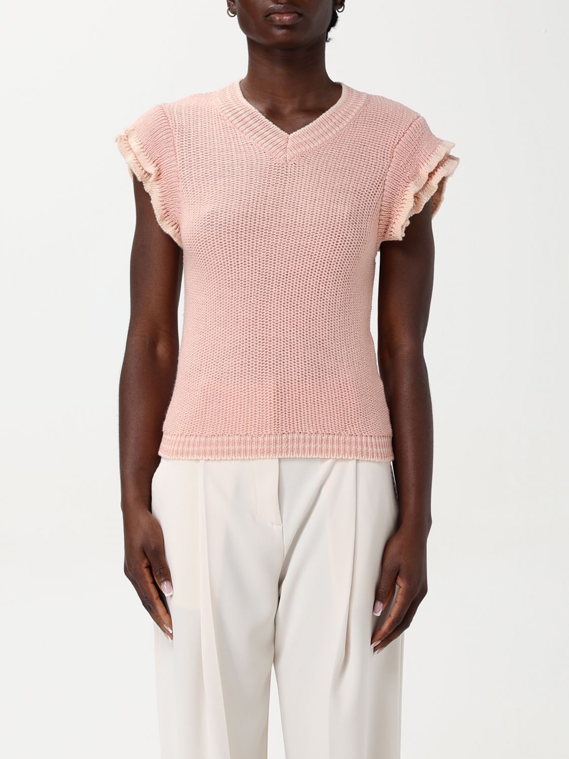 Short-sleeve knitted T-shirt - Pink