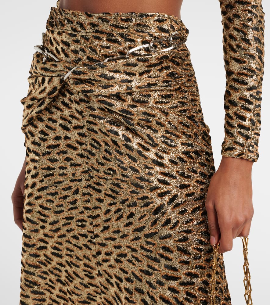 Tiger gathered lamé maxi skirt