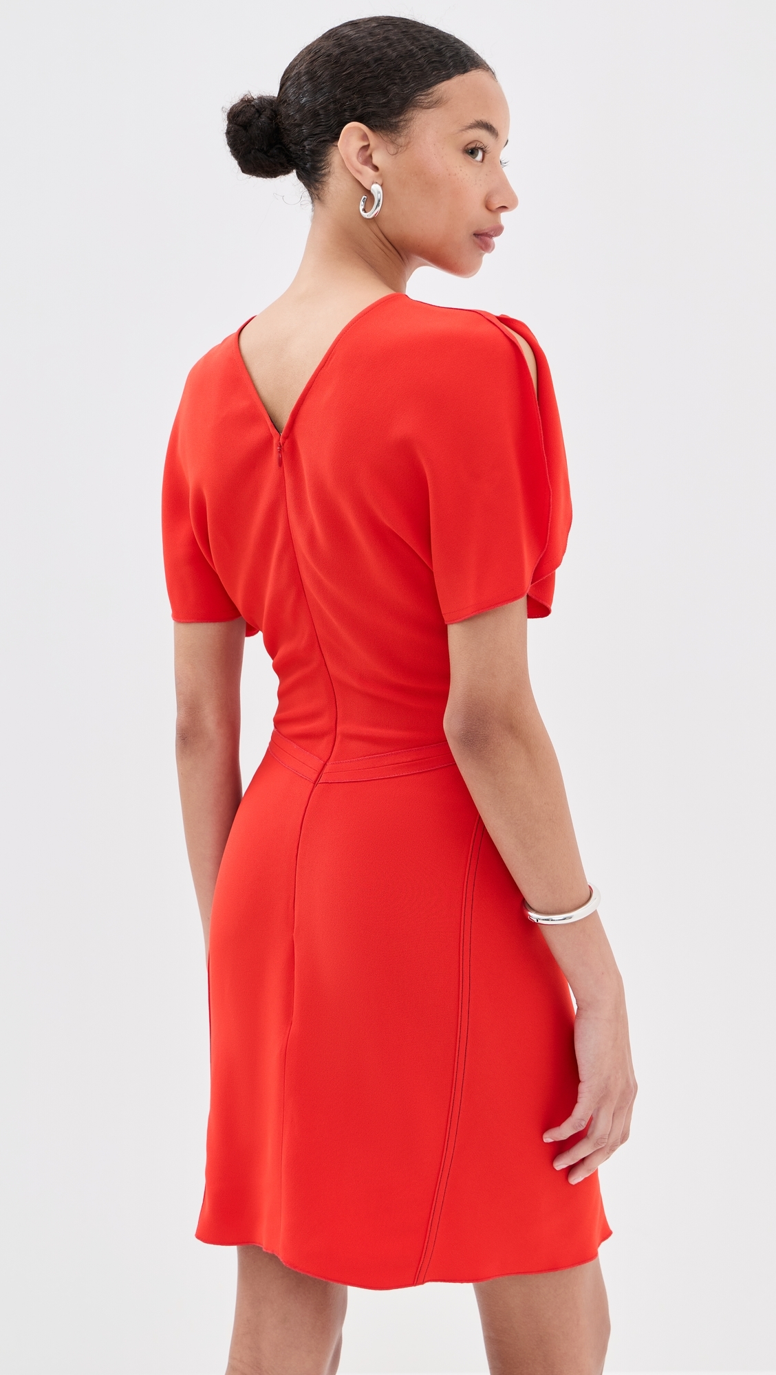 Gathered Waist Mini Dress Red