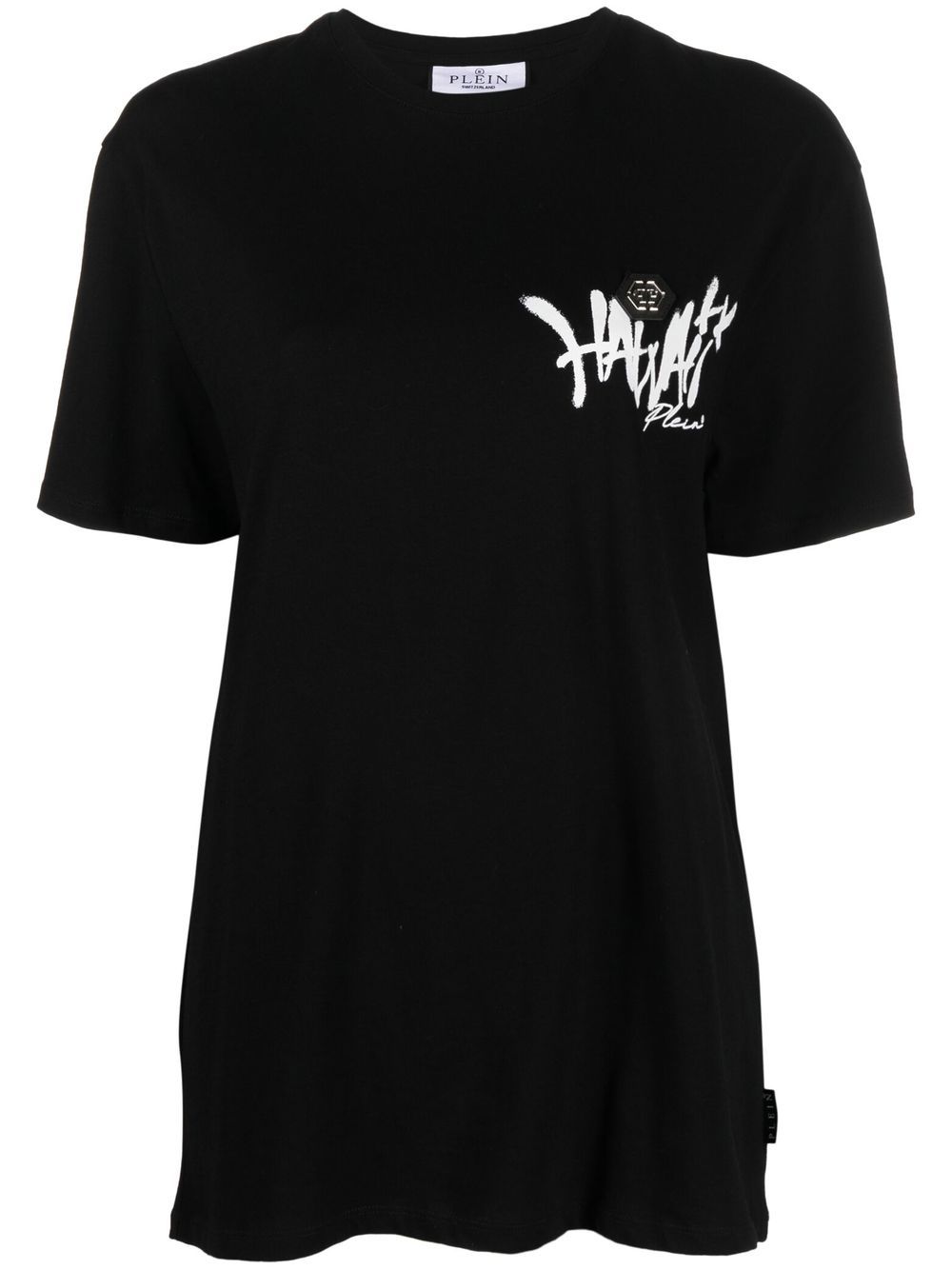 Hawaii-print long-line T-shirt - Black
