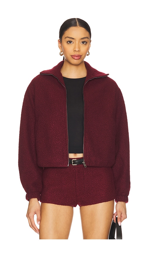 Amanda Uprichard x REVOLVE Como Bomber Jacket in Burgundy. - L also in