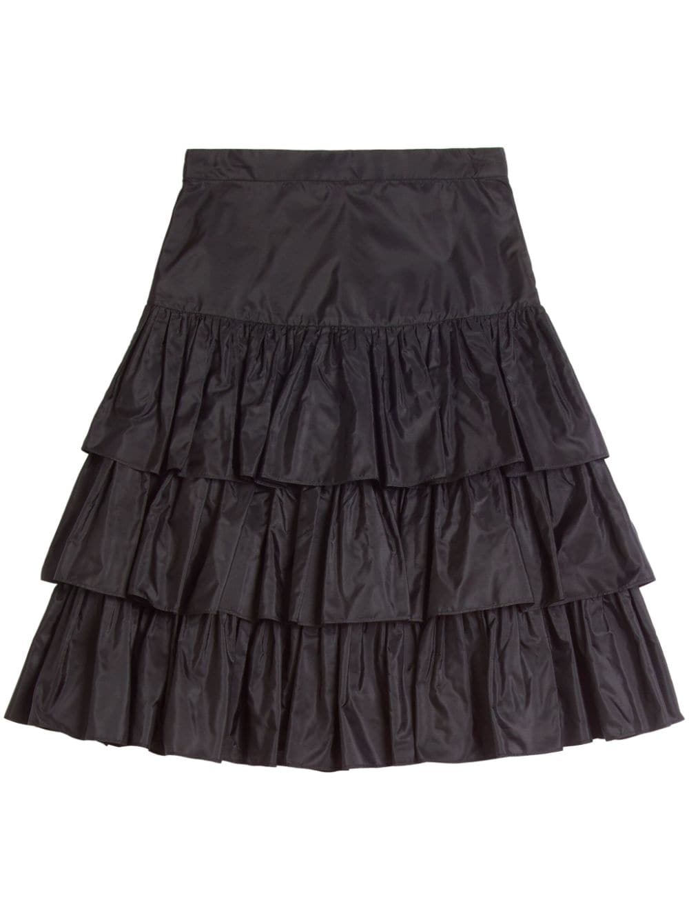 Ruffled silk skirt - Black