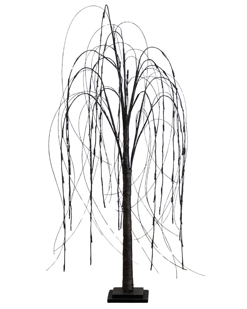 4ft Pre-Lit Halloween Black Willow Artificial Fall Tree With  120 Orange & Purple LED Lights