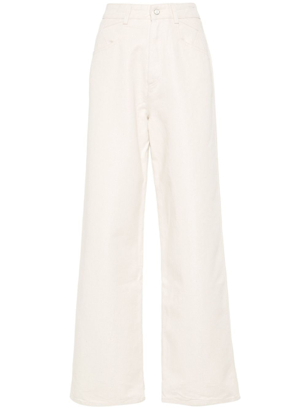 High-waisted straight-leg jeans - Neutrals