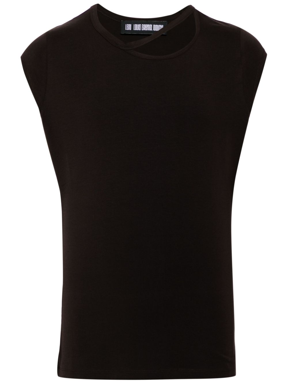 Round-neck sleeveless T-shirt - Brown
