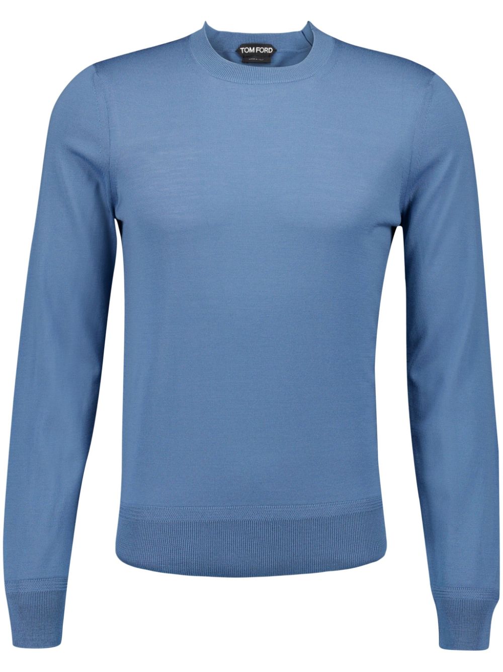 Fine-knit crew-neck jumper - Blue