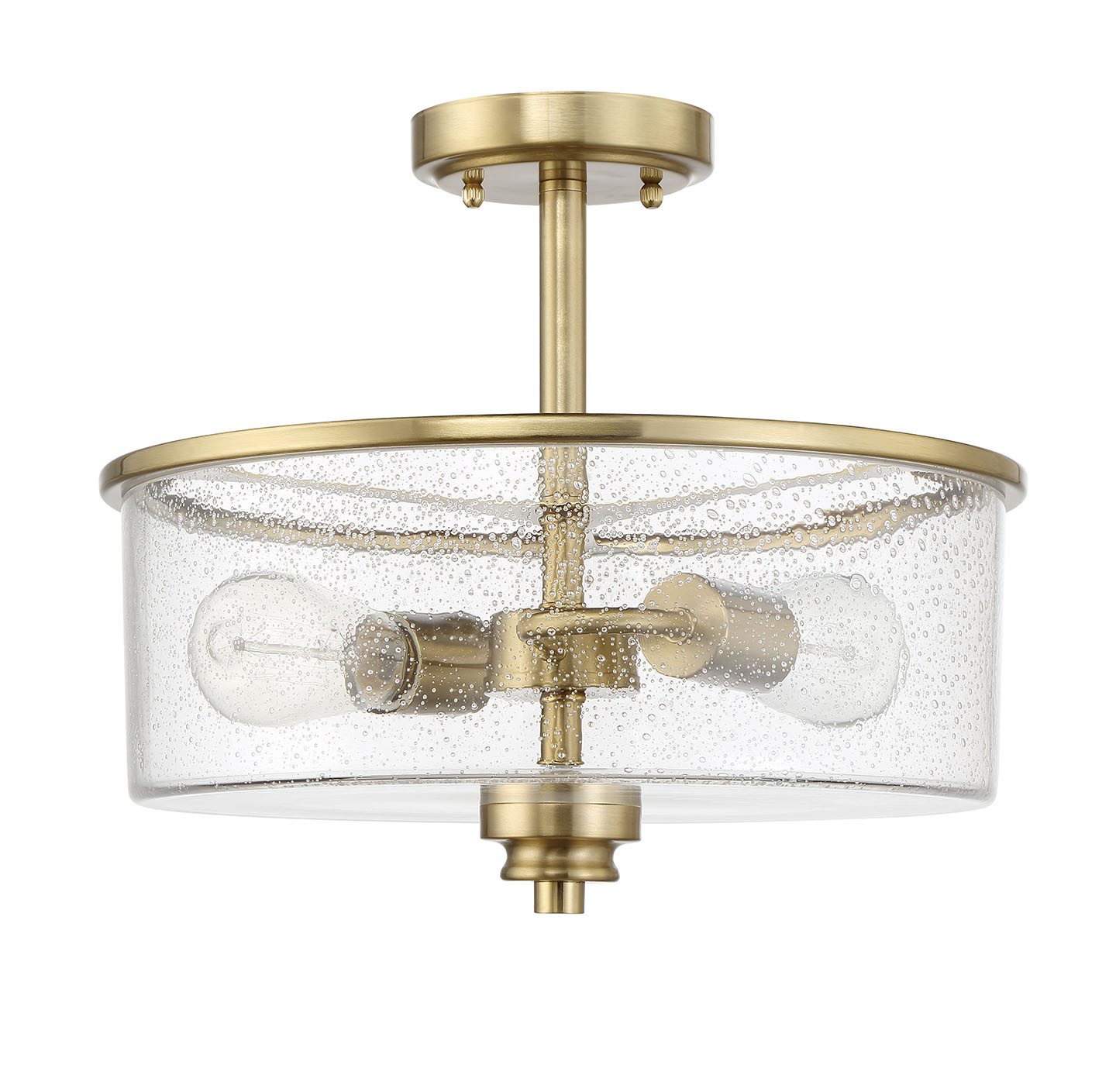 Satin Brass Two Light Convertible Semi Flush from the Bolden Collection