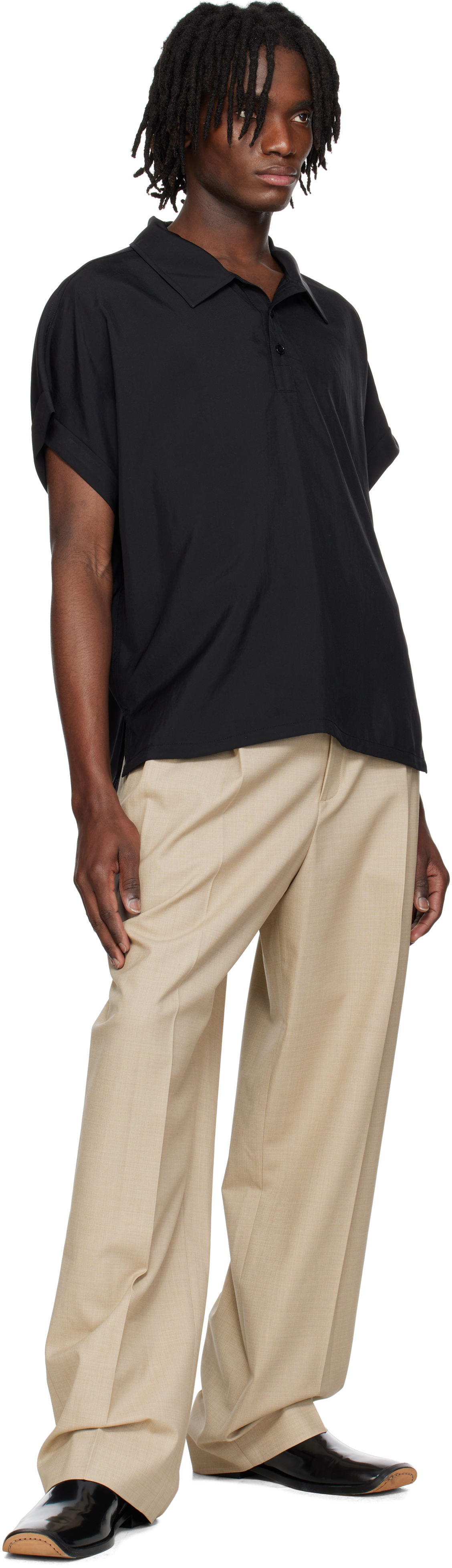 RECTO Black Dolman Sleeve Polo