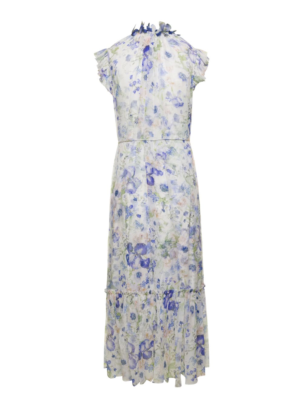 Multicolored Floral Garden Print Maxi Dress In Viscose Woman