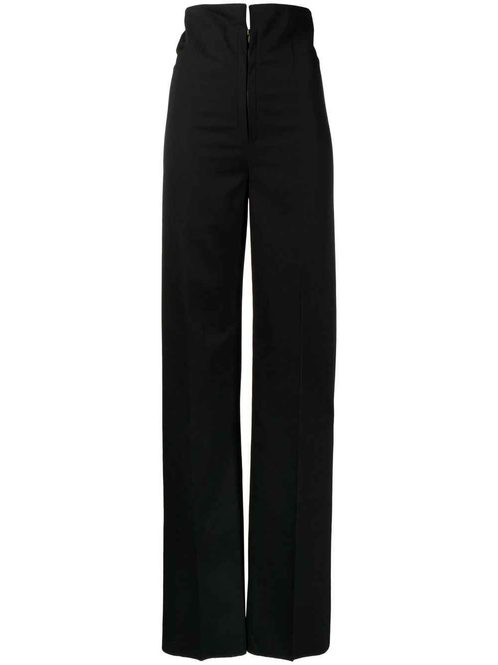 High-waisted wool trousers - Black