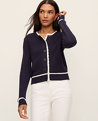 Ann Taylor Petite Scalloped Trim Cardigan