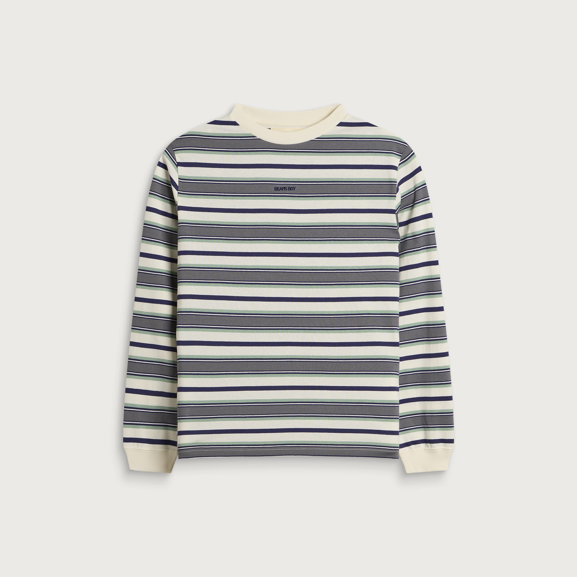 Women's Embroidered Stripe Long Sleeeve T-Shirt in Ivory