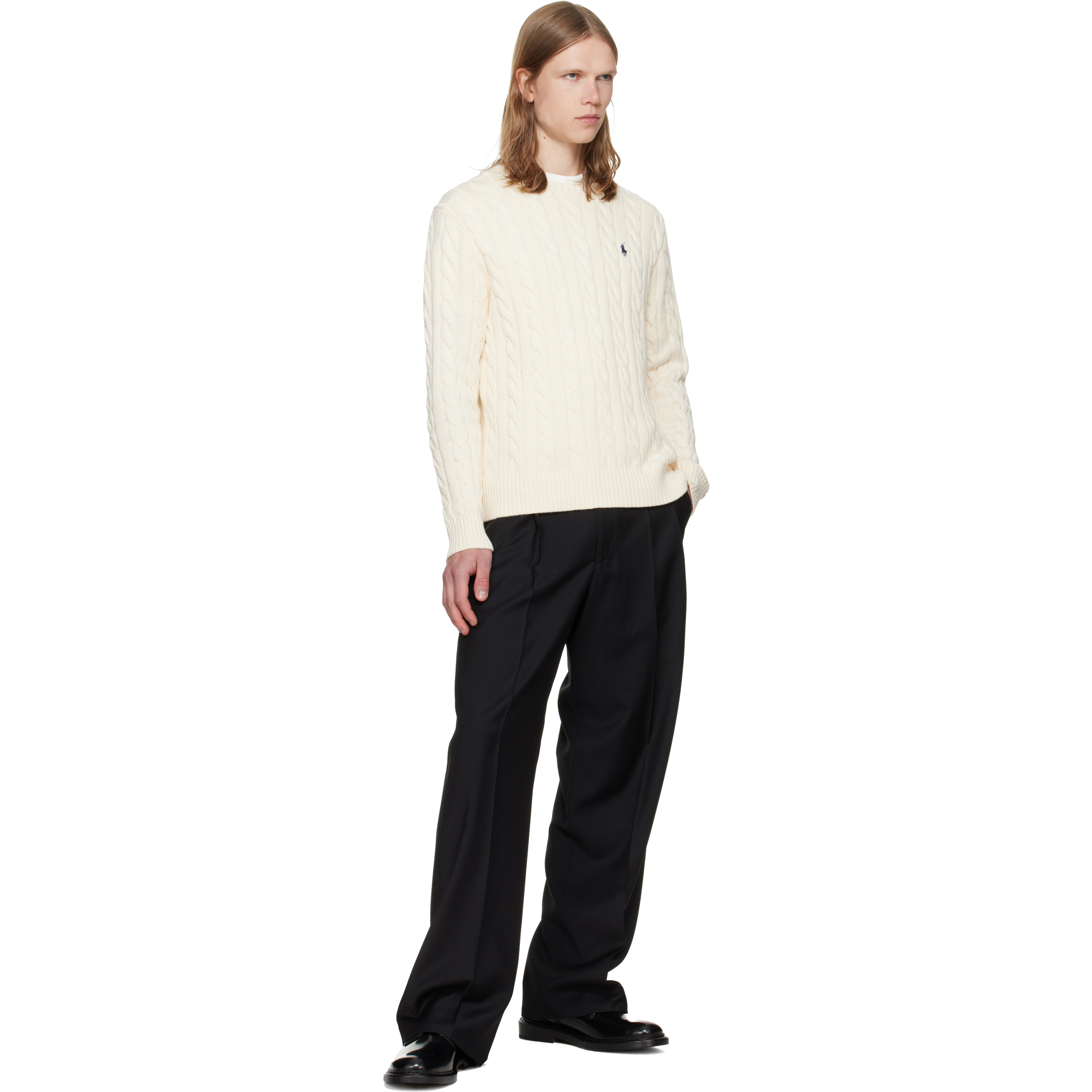 Off-White Cable-Knit Cotton Sweater