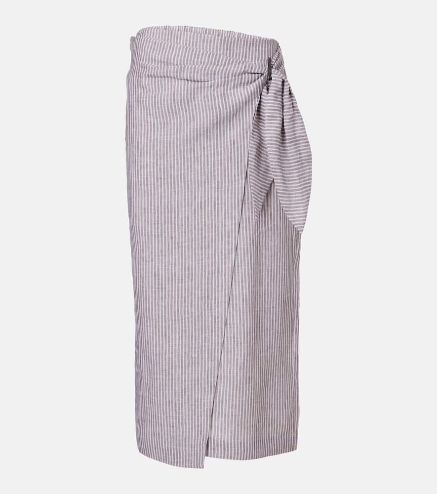 Striped linen wrap skirt