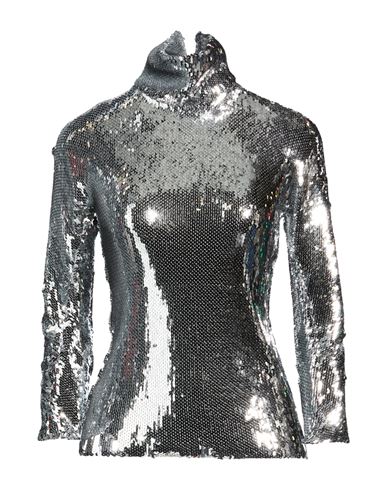 Woman Top Silver Size S Polyester, Elastane