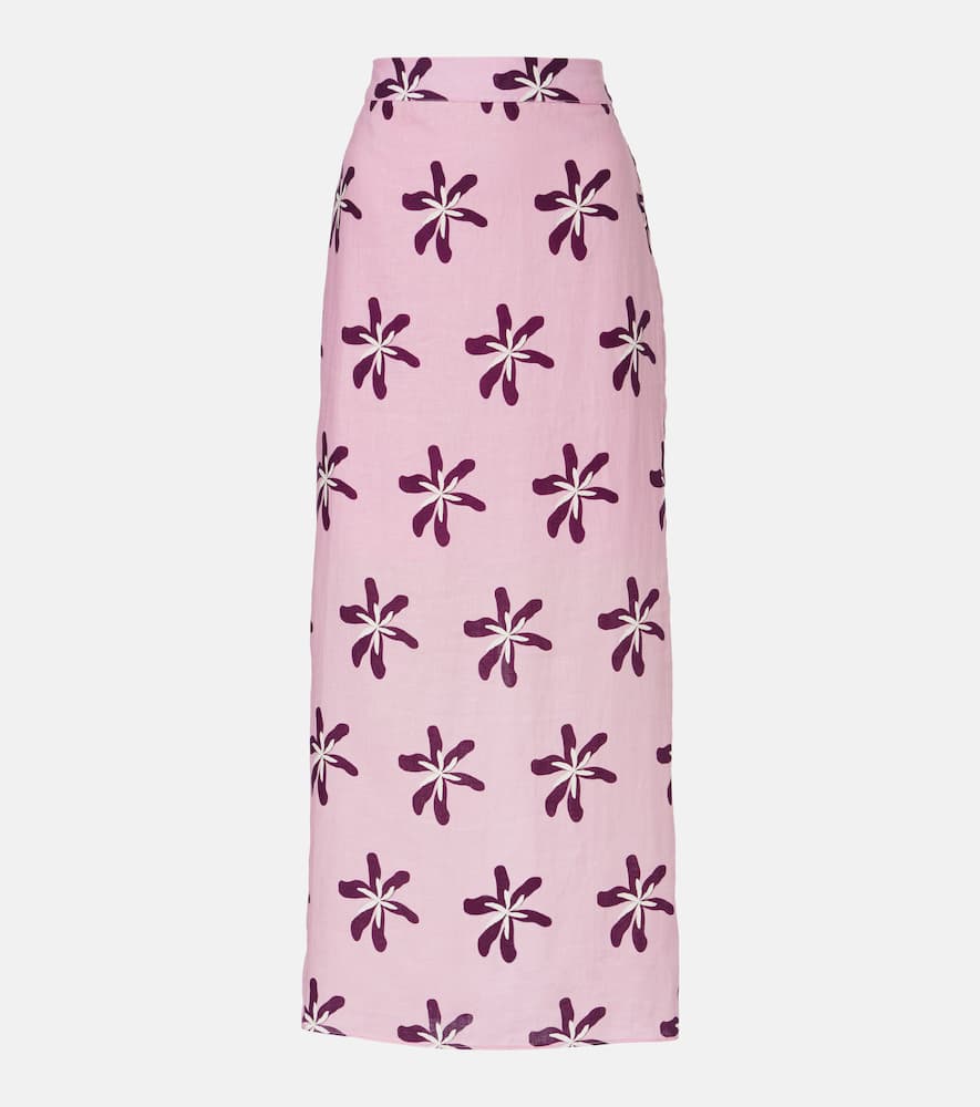 Magda floral linen maxi skirt