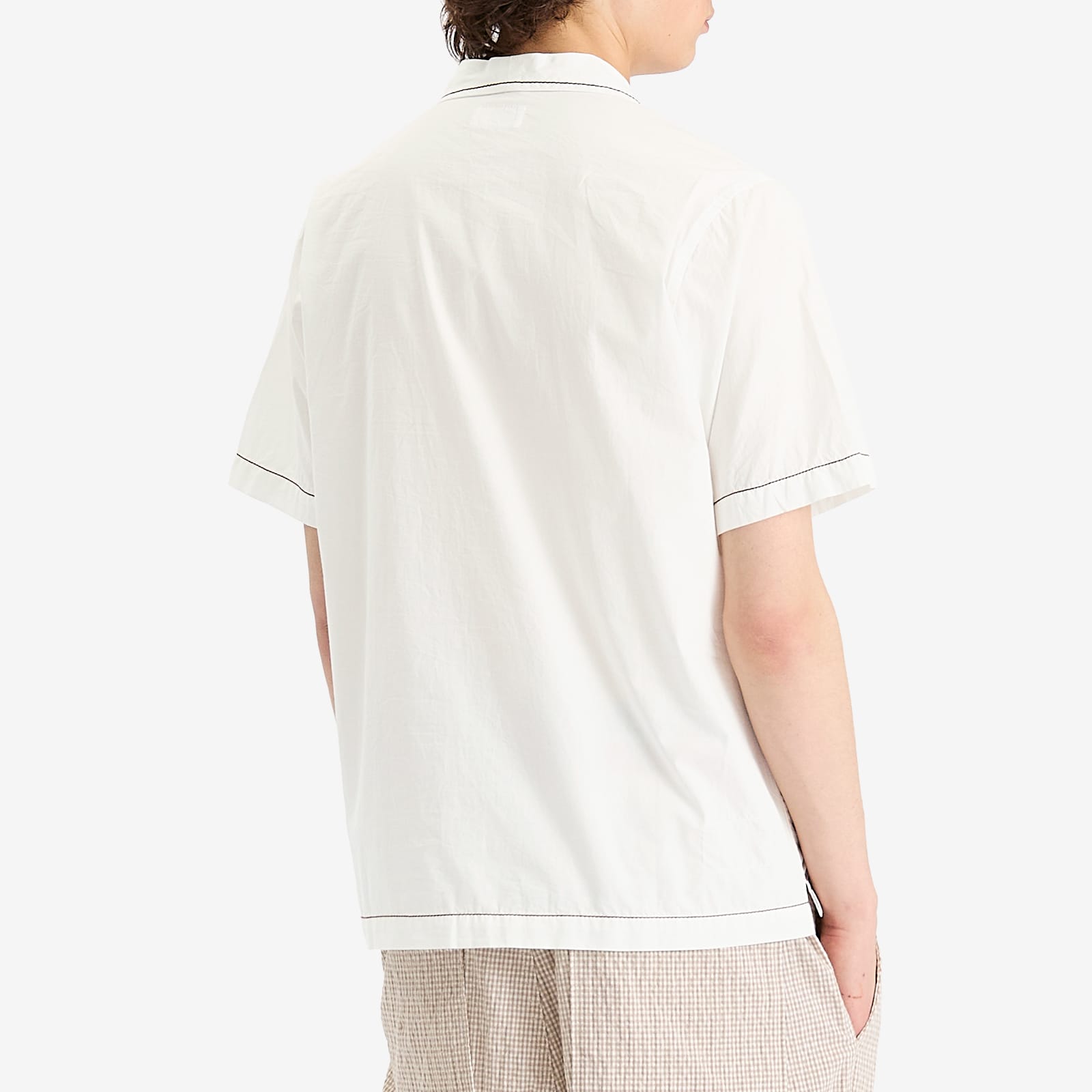 Men's Contrast Stitch Minari Shirt in Ecru