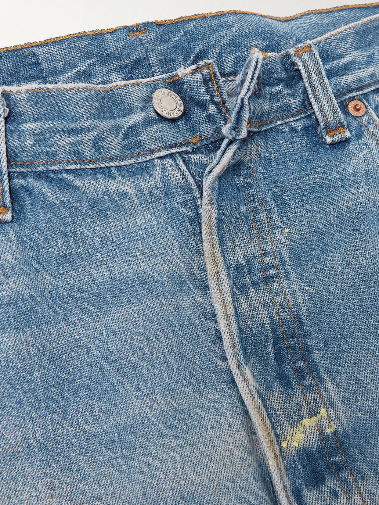 Lasso Distressed Cropped Mid-rise Wide-leg Jeans - Blue