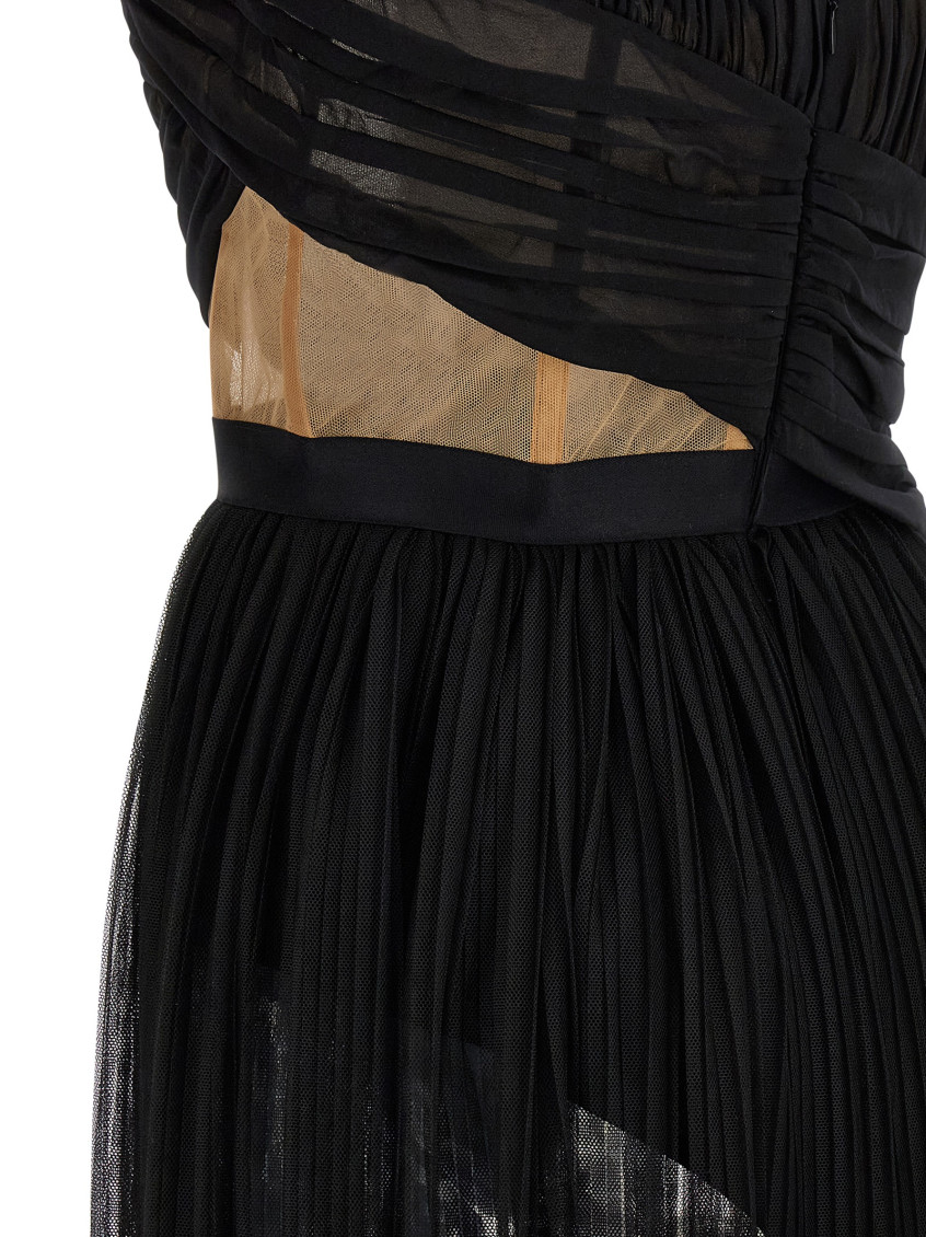 Nensi Dojaka - strapless gown sheer overlay ruched mesh