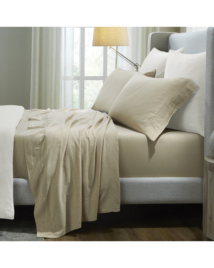 Chloe 100% Cotton Linen Texture Vintage Wash Solid Deep Pocket  Percale Sheet Set