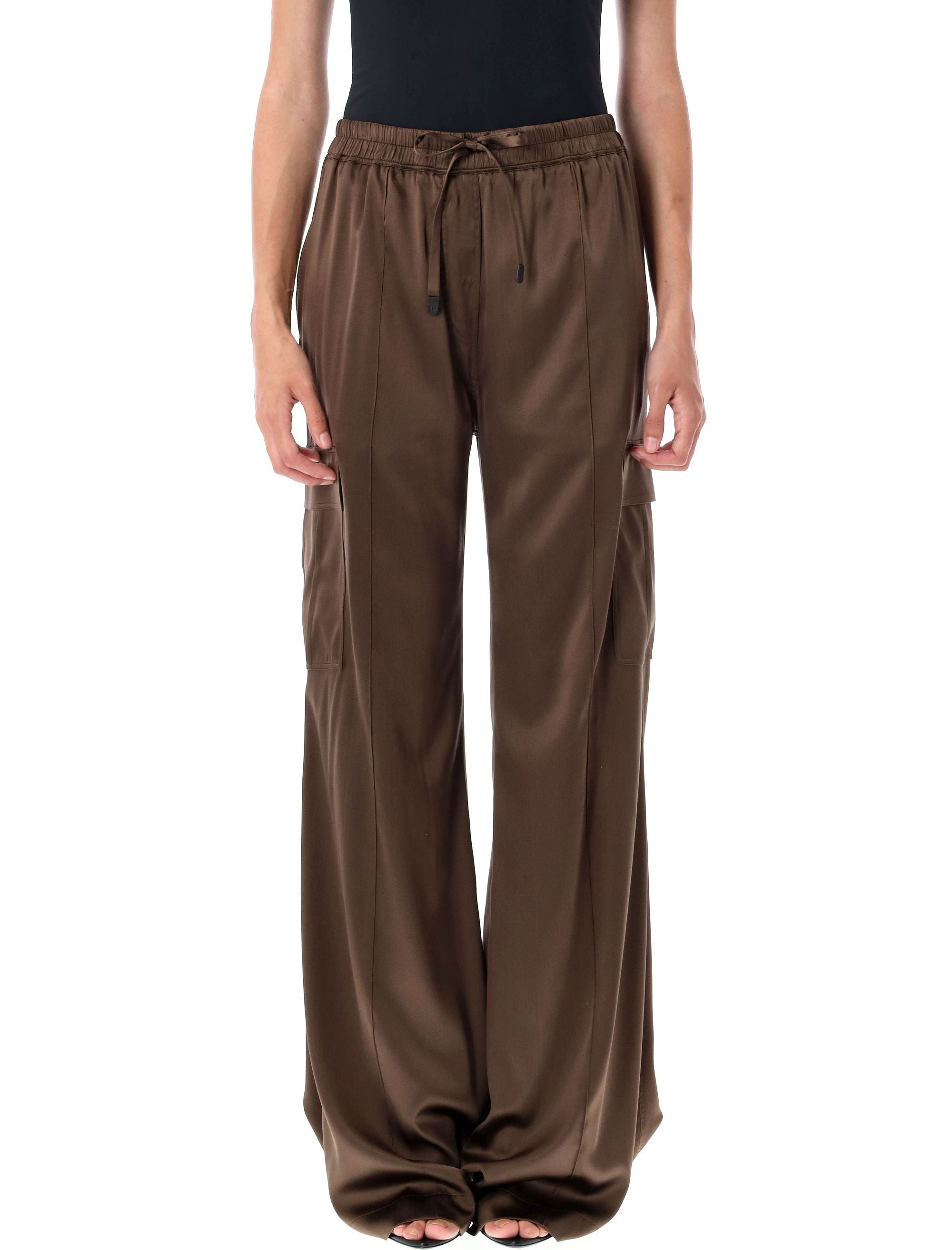 Stretch Silk Satin Cargo Pj Pants