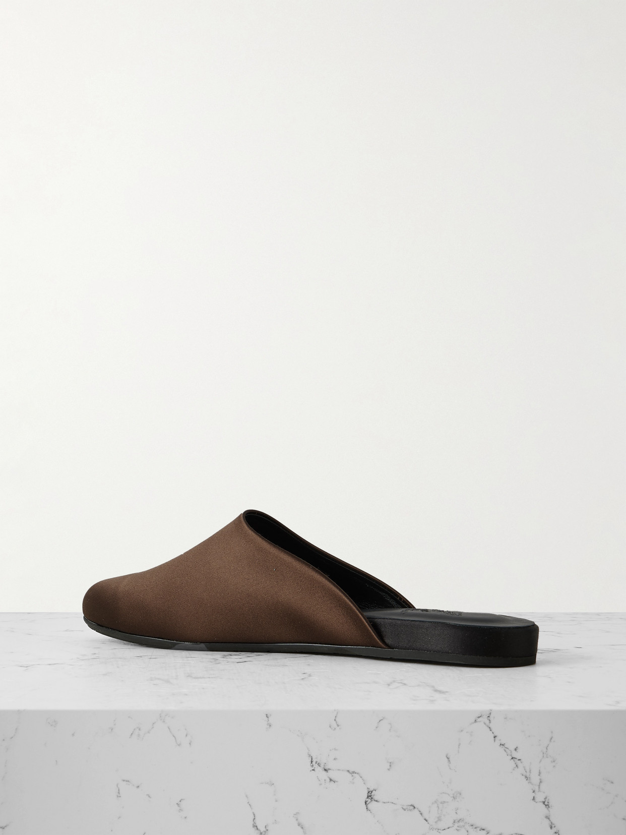 The Slipper Satin Mules - Brown