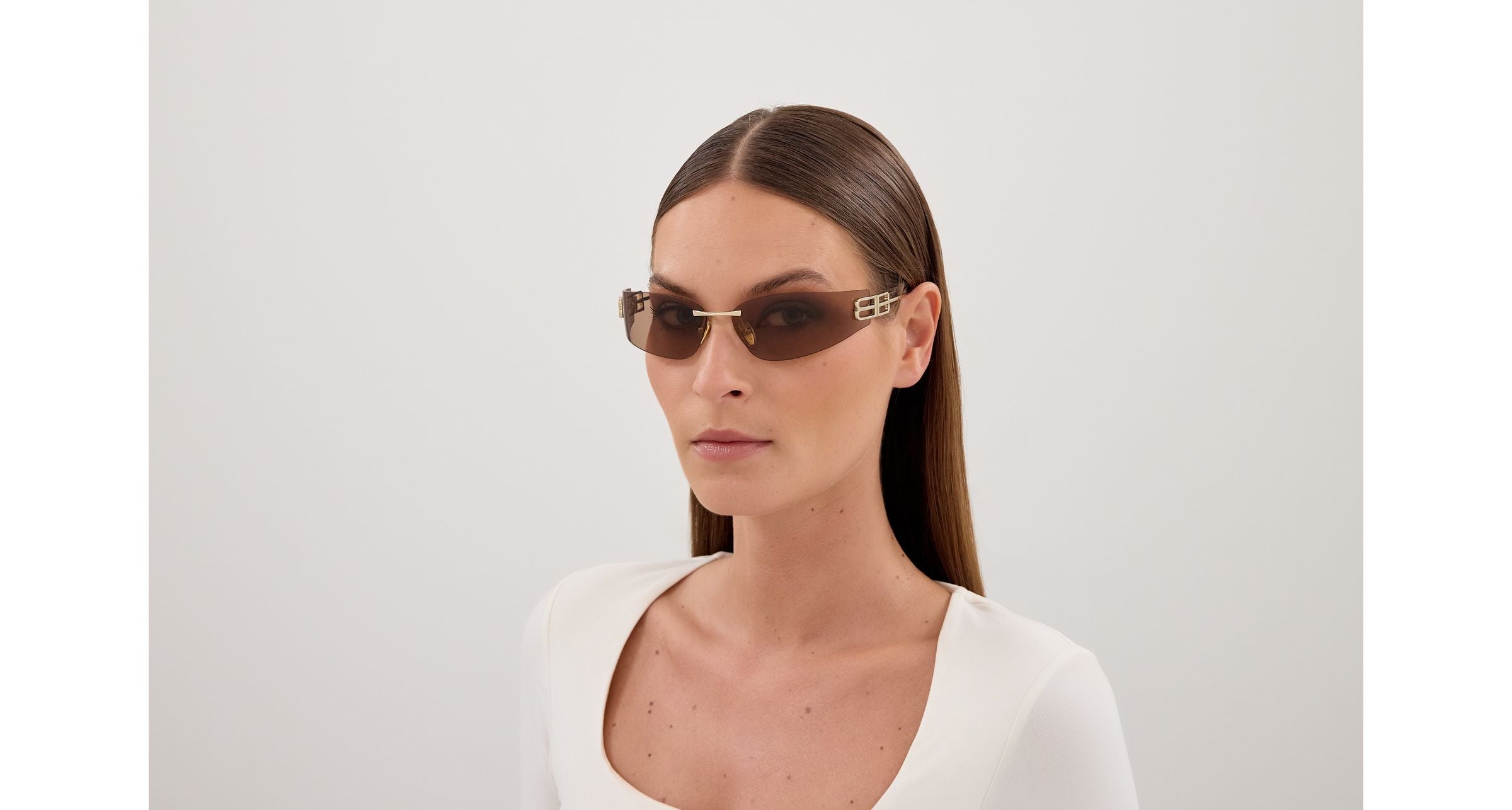 Balenciaga Woman Balenciaga BB0484S 004 Sunglasses Metal Gold Brown Cat Eye