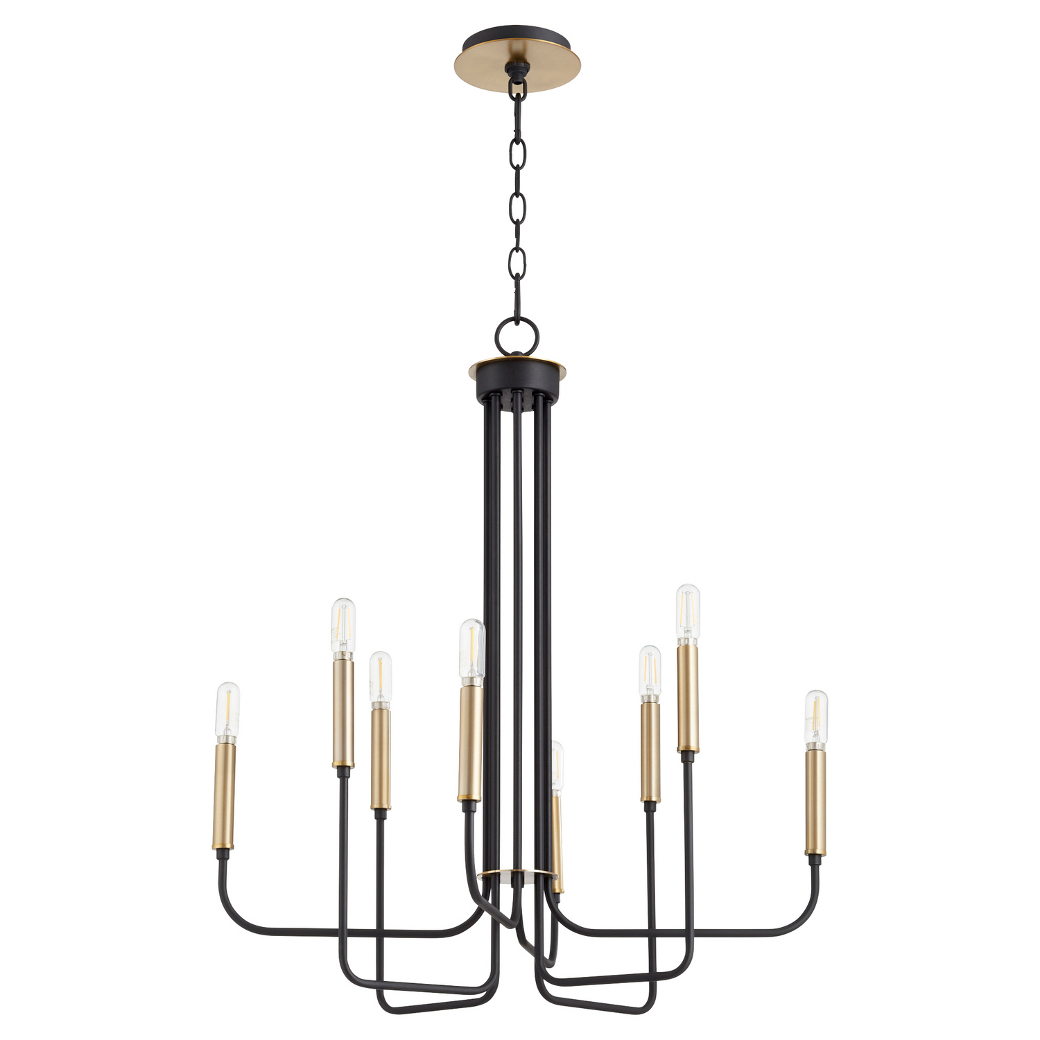 Hope 8-Light Chandelier in Textured Black w with Aged Bra