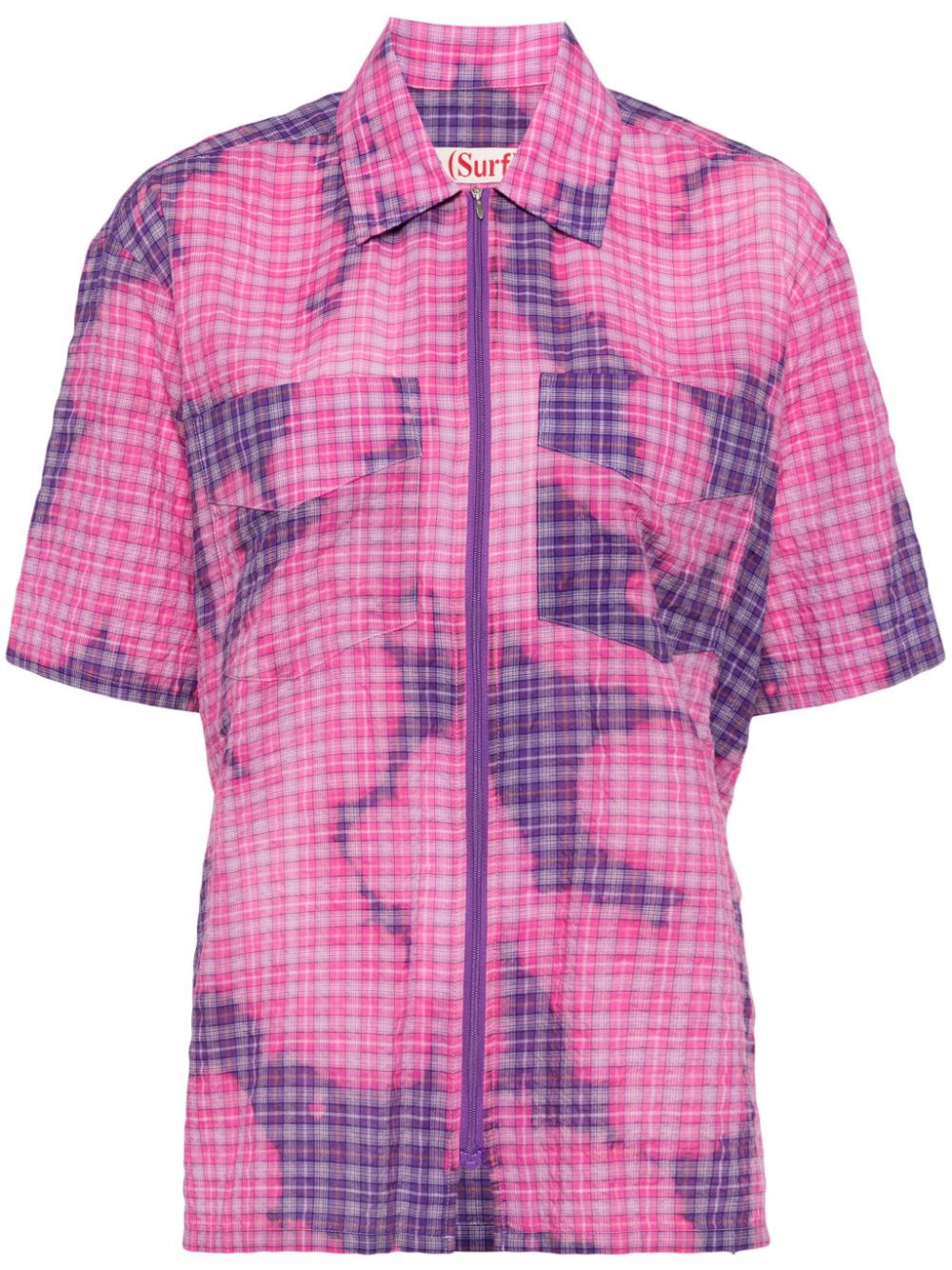 Bleached-effect zip-up shirt - Pink