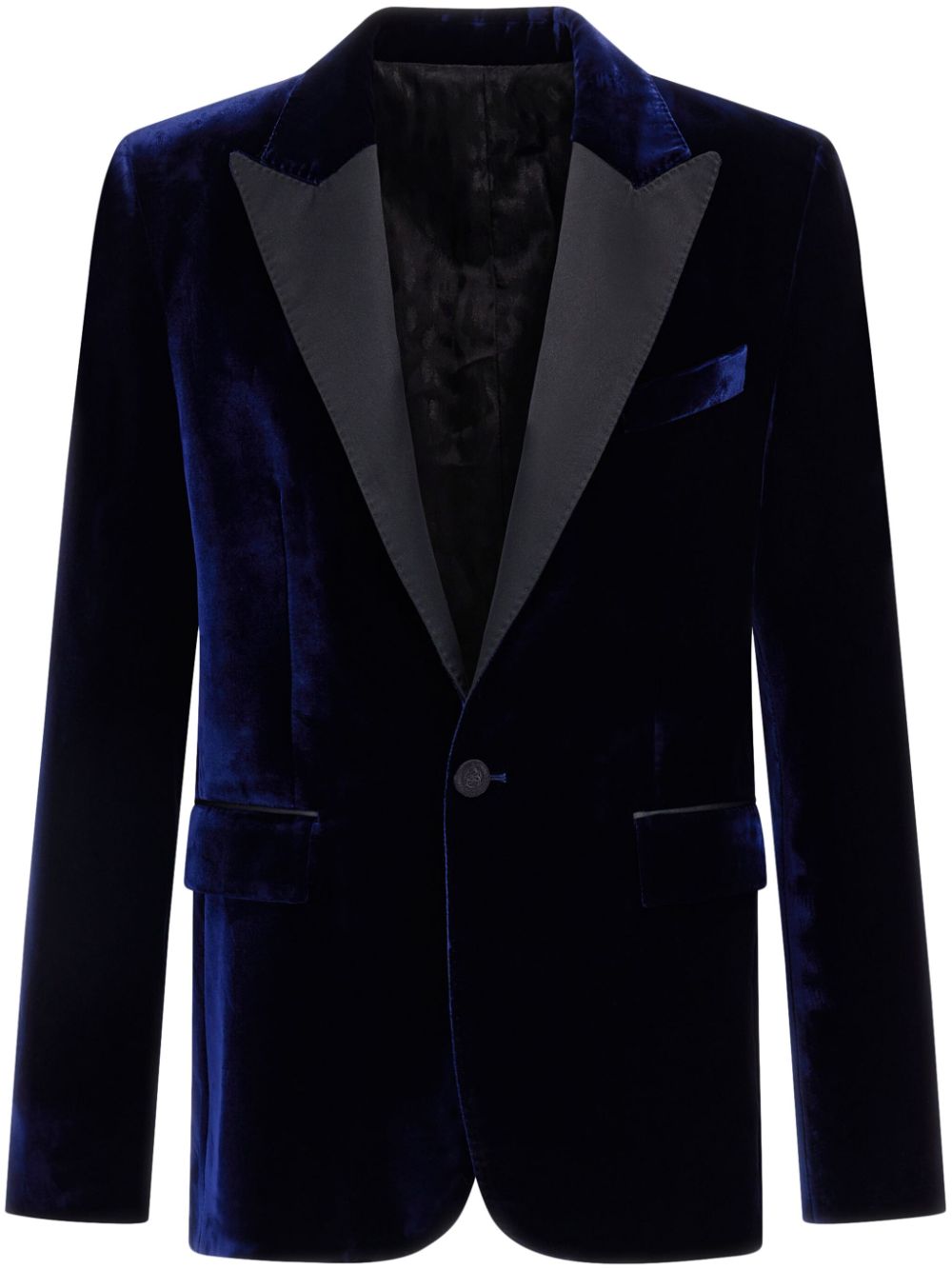 Velvet slim fit blazer - Blue