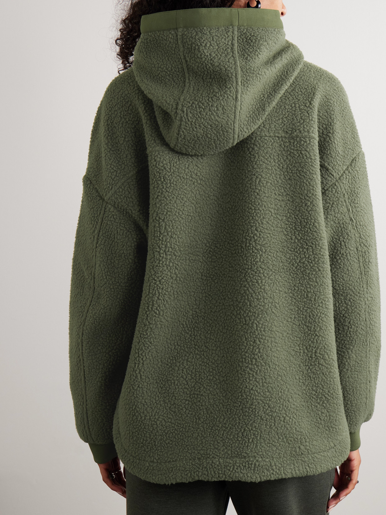 Fey Hooded Jersey-trimmed Recycled-fleece Jacket - Green