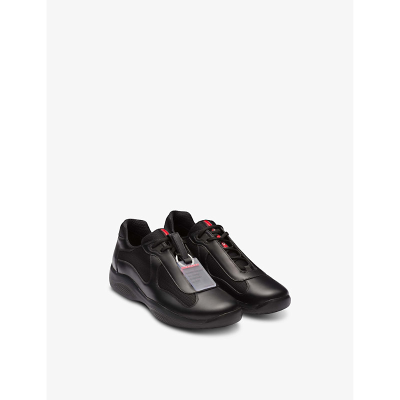 Mens Black America’s Cup Original Leather and Mesh Trainers