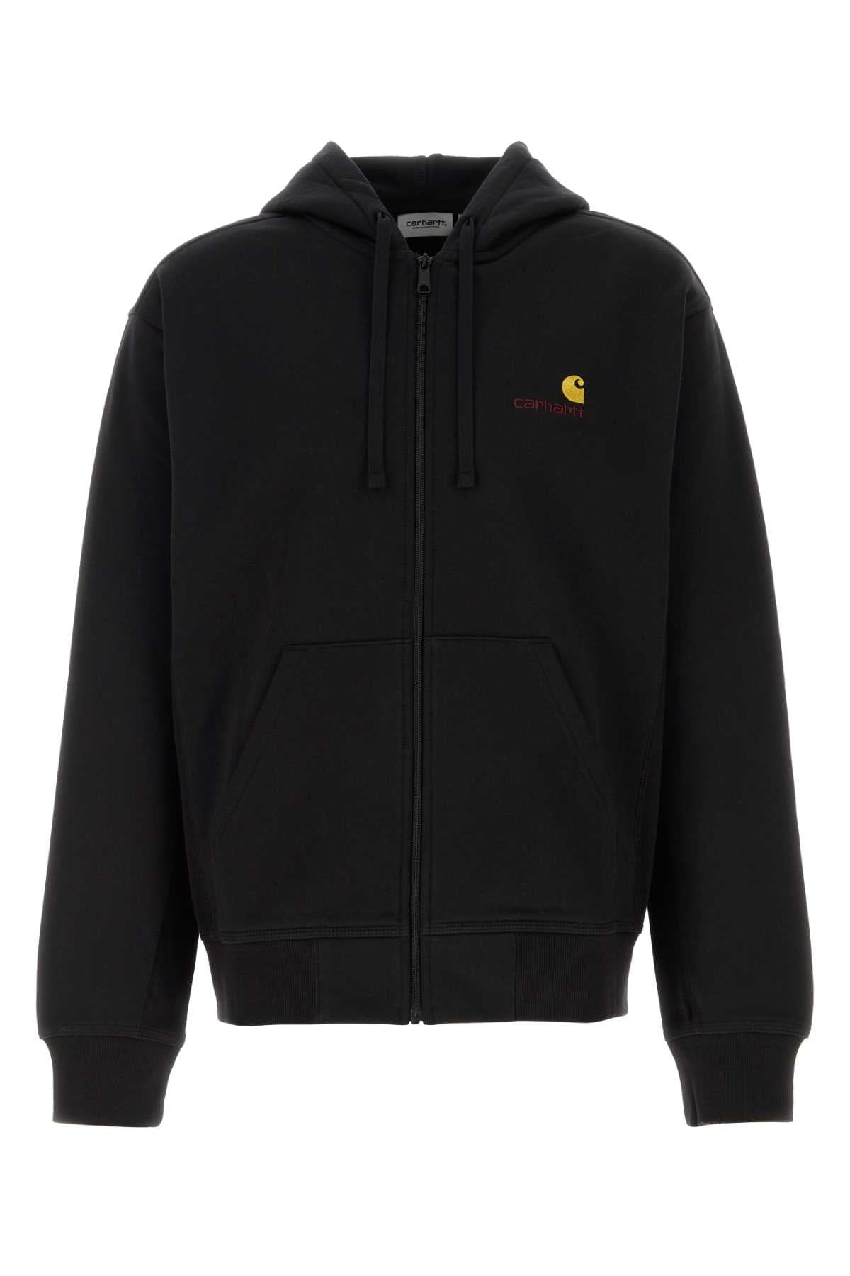 Logo-Embroidered Cotton Blend Hoodie — Black
