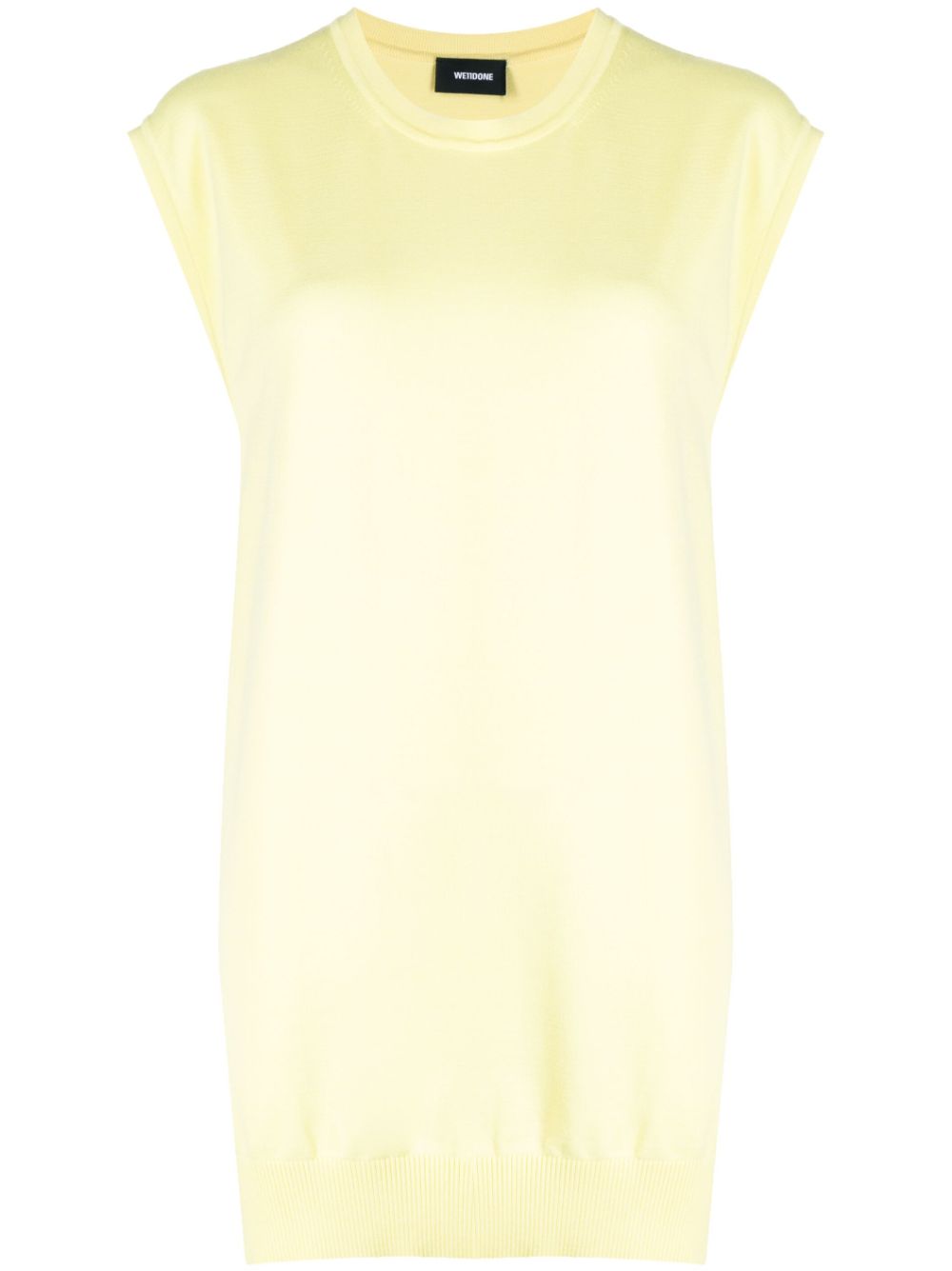 Cap-sleeved fine-knit dress - Yellow