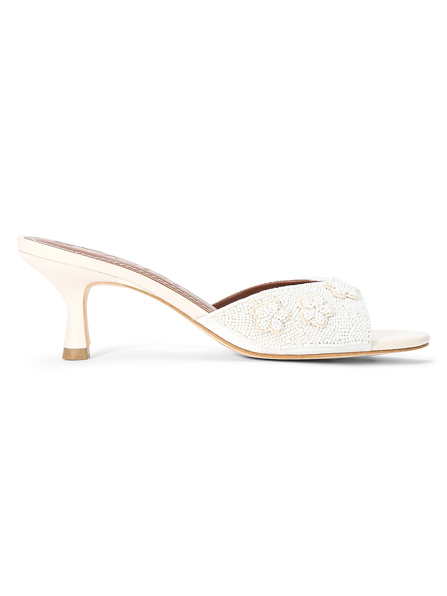 Women's Brigitte 60MM Floral-Beaded Mules - Garden Party