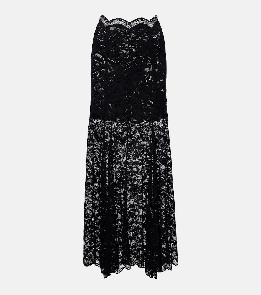 Floral lace midi skirt